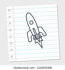 design image icon rocket with paper background. vector illustration