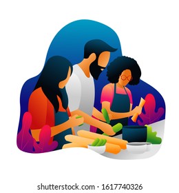 design imagination of people doing cooking together