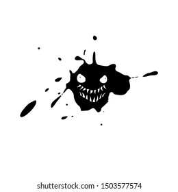 Design of Imaginative monster face on ink stain