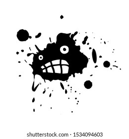 Design of Imaginative monster face on ink stain