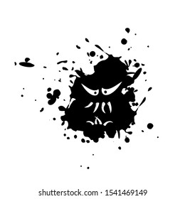 Design of Imaginative monster face on ink stain