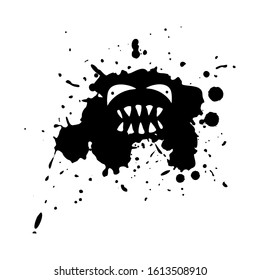 Design of Imaginative monster face on ink stain