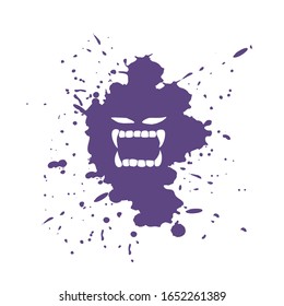 Design of Imaginative monster face on ink stain