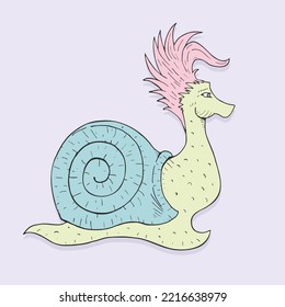 Diseño de ilustración de caracol imaginativo