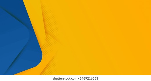 El diseño incorpora un patrón de semitonos, dándole un aspecto moderno y dinámico. Conceptos de Anuncio azul y amarillo Los Elementos azul y amarillo que se superponen