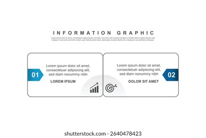 Design infographic 2 step or option process with line and paper for business and presentation 
