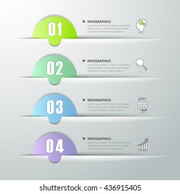 Diseño infográfico 4 opciones plantilla, la infografía de concepto de negocio se puede utilizar para diseño de flujo de trabajo, diagrama, opciones de número, proyectos de hitos.