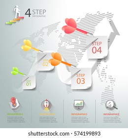 Design infographic 4 Steps, Business concept infographic template can be used for workflow layout, diagram, number options, timeline or milestones project.