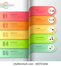 Design infographic 5 options template, Business concept infographic can be used for workflow layout, diagram, number options,