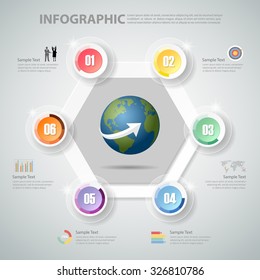 Design Infographic 6 steps template for  business concept