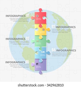 Design infographic Puzzle template 5 steps for business concept.