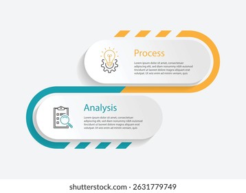 Design infographic template. 2 step line and paper style for business information, worksheet and banner presentation 