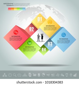 Design infographic template 4 options. Business concept can be used for workflow layout, diagram, number options, timeline, steps, demo infographic