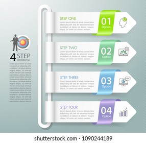 Design infographic template 4 options. Business concept can be used for workflow layout, diagram, number options, timeline, steps, demo infographic