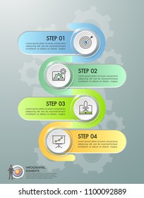 Design infographic template 4 options. Business concept can be used for workflow layout, diagram, number options, timeline, steps, demo infographic