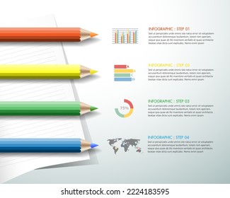 Diseñar las opciones de la plantilla de infografía 4. Se puede utilizar para diseño de flujo de trabajo, diagrama, opciones de número, escala de tiempo, pasos, demografía