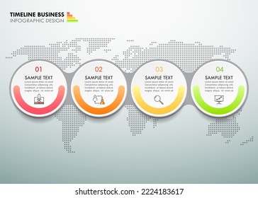Design infographic template 4 options. Can be used for workflow layout, diagram, number options, timeline, steps, demographic