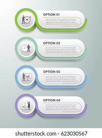 Design infographic template 4 options. can be used for workflow layout, diagram, number options, timeline and steps