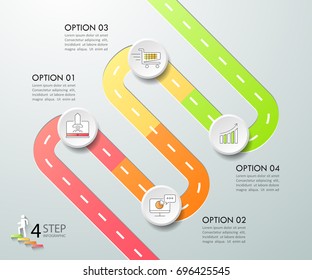 Design infographic template 4 options. Business concept can be used for workflow layout, diagram, number options, timeline, steps, demo infographic