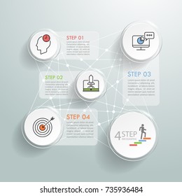 Design infographic template 4 options. Business concept can be used for workflow layout, diagram, number options, timeline, steps, demo infographic