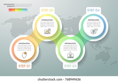 Design infographic template 4 options. Business concept can be used for workflow layout, diagram, number options, timeline, steps, demo infographic