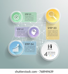 Design infographic template 4 options. Business concept can be used for workflow layout, diagram, number options, timeline, steps, demo infographic