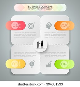 Design infographic template 4 steps, can be used for workflow layout, diagram, number options, graphic or website layout.