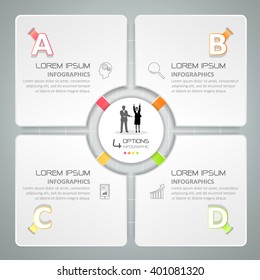 Design infographic template 4 steps, can be used for workflow layout, diagram, number options, graphic or website layout.