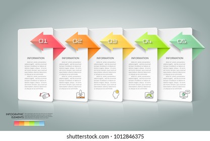 Design infographic template 5 options. Business concept can be used for workflow layout, diagram, number options, timeline, steps, demo infographic