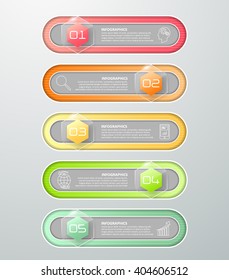 Design infographic template 5 options, can be used for workflow layout, diagram, number options, graphic or website layout.