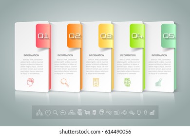 Diseñar las opciones de la plantilla de infografía 5. se puede utilizar para diseño de flujo de trabajo, diagrama, opciones de número, escala de tiempo y pasos