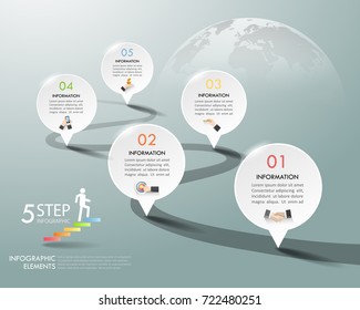 Design infographic template 5 options. Business concept can be used for workflow layout, diagram, number options, timeline, steps, demo infographic