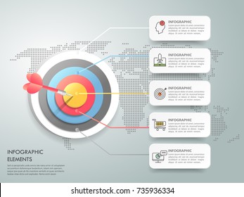 Design infographic template 5 options. Business concept can be used for workflow layout, diagram, number options, timeline, steps, demo infographic