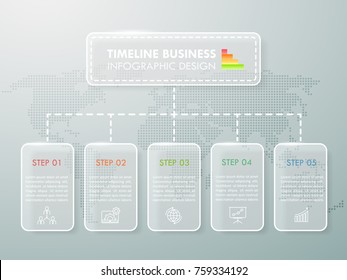 Design infographic template 5 options. Business concept can be used for workflow layout, diagram, number options, timeline, steps, demo infographic