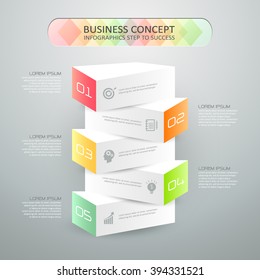 Design infographic template 5 steps, can be used for workflow layout, diagram, number options, graphic or website layout.