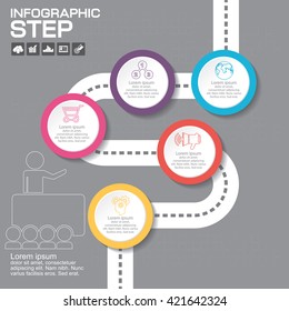 Design infographic template 5 steps for business concept.