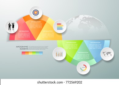 Design infographic template 6 options. Business concept can be used for workflow layout, diagram, number options, timeline, steps, demo infographic