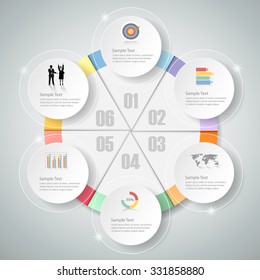 Design infographic template 6 steps for business concept.