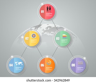 Design infographic template 6 steps for business concept.