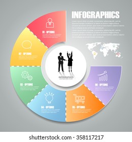 Design infographic template 6 steps for business concept.