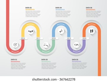 Modelo de infográfico de design 6 etapas para o conceito de negócios.