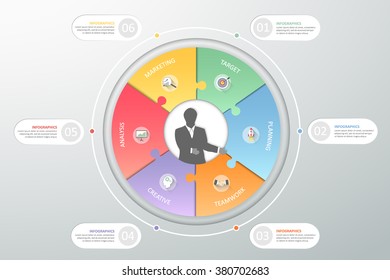 Design infographic template 6 steps for business concept.