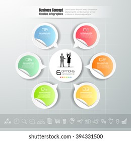 Design infographic template 6 steps, can be used for workflow layout, diagram, number options, graphic or website layout.
