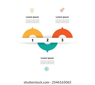 Modelo infográfico de design, processo de linha do tempo com modelo de 3 etapas