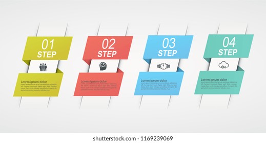 Design infographics with 4 steps. Business concept block diagram, information graph, workflow.