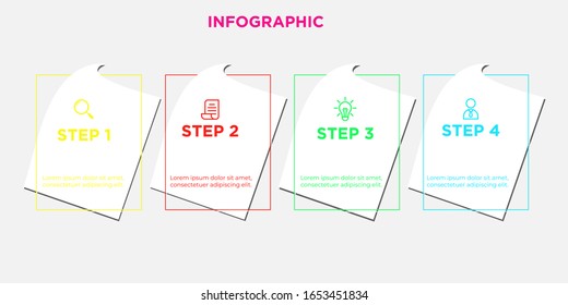 Design infographics with icons and instructions or steps. Thin line vector. The concept of infographic business. Can be used for graphic information, flow charts, presentations, websites, banners. Bus