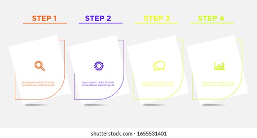 Design infographics with icons and instructions or steps. Thin line vector. The concept of infographic business. Can be used for graphic information, flow charts, presentations, websites, banners. Bus
