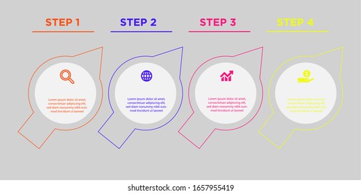 Design infographics with icons and instructions or steps. Thin line vector. The concept of infographic business. Can be used for graphic information, flow charts, presentations, websites, banners.