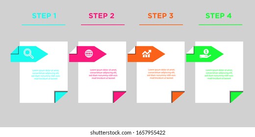 Design infographics with icons and instructions or steps. Thin line vector. The concept of infographic business. Can be used for graphic information, flow charts, presentations, websites, banners.