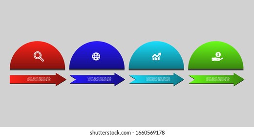Design infographics with icons and instructions or steps. Thin line vector. The concept of infographic business. Can be used for graphic information, flow charts, presentations, websites, banners. Bus